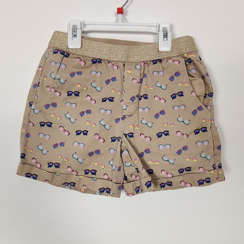 GAP Girl's Shorts in Tan Sunglasses Print Youth Size Large Cotton Whimsical